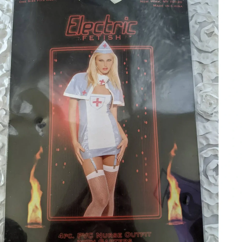 Electric‎ fetish line PVC nurse outfit NEW - Picture 2 of 2